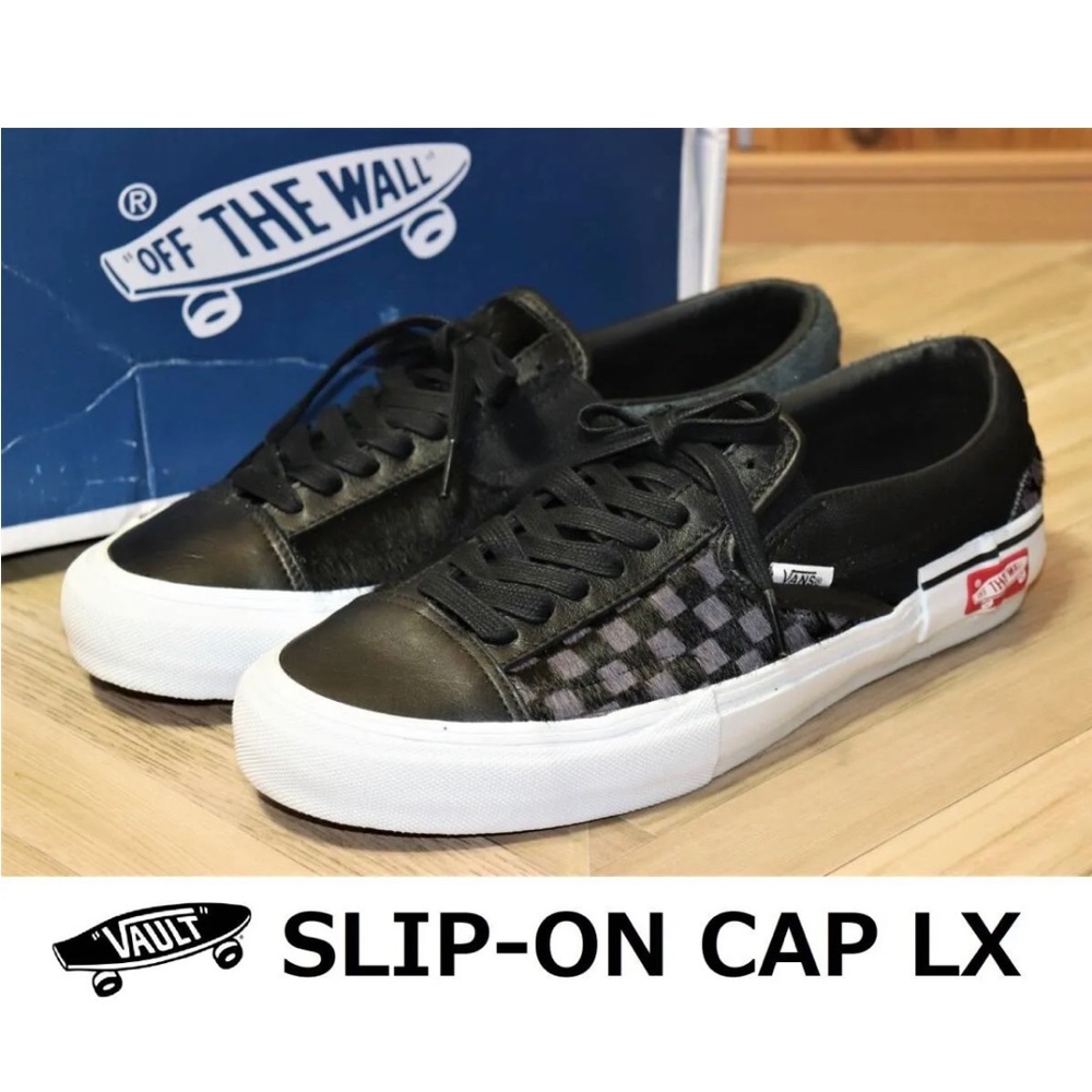 VANS Vault SLIP-ON CAP LX PONY Hair Black Checkerboard White Cut And Paste Sz 8